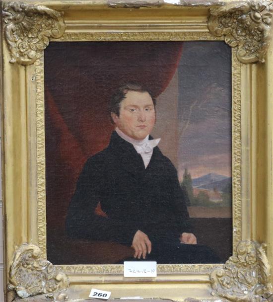 19th century oil, portrait of a gentleman, 36 x 31 cms